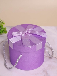 Коробка цилиндр 13,5х13,5х11см Звездные лучи сиреневый