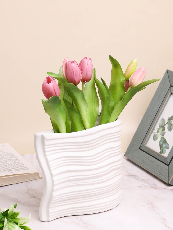 Ваза керамика 19х9х20см LZL28 белый Ваза керамика 19х9х20см LZL28 белый