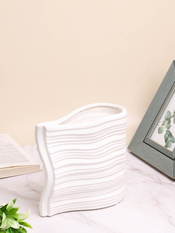 Ваза керамика 19х9х20см LZL28 белый Ваза керамика 19х9х20см LZL28 белый