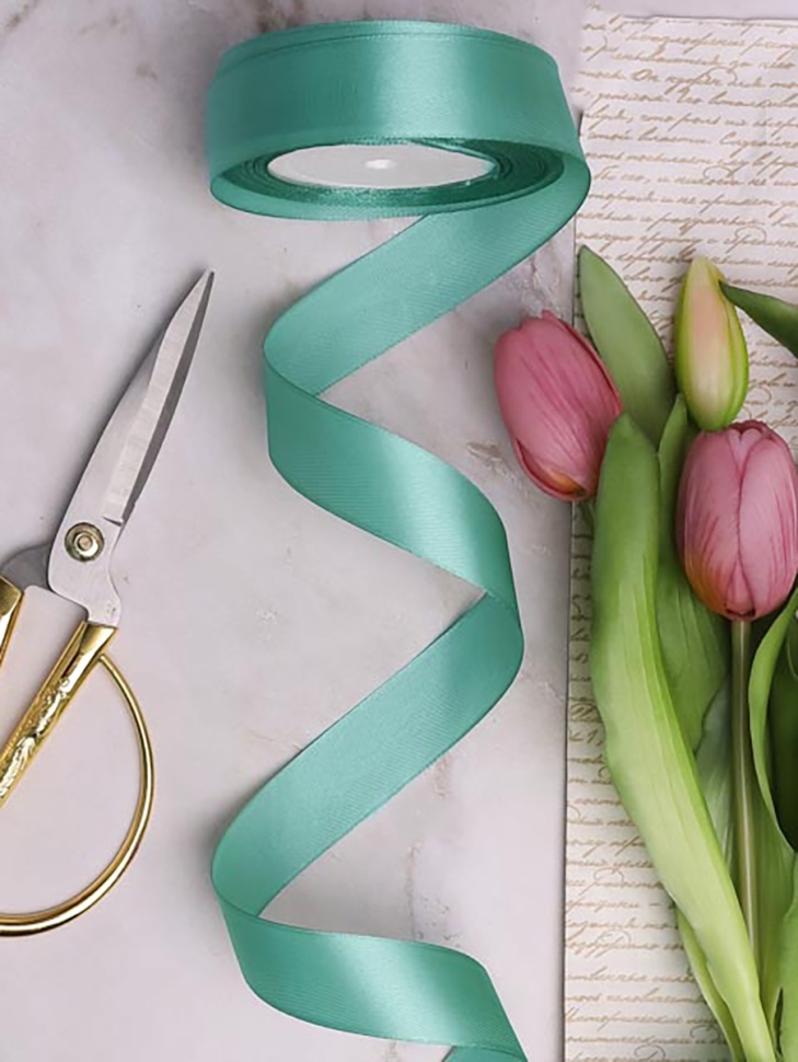 Лента атласная 25мм х 25 ярд  JD нефритовый