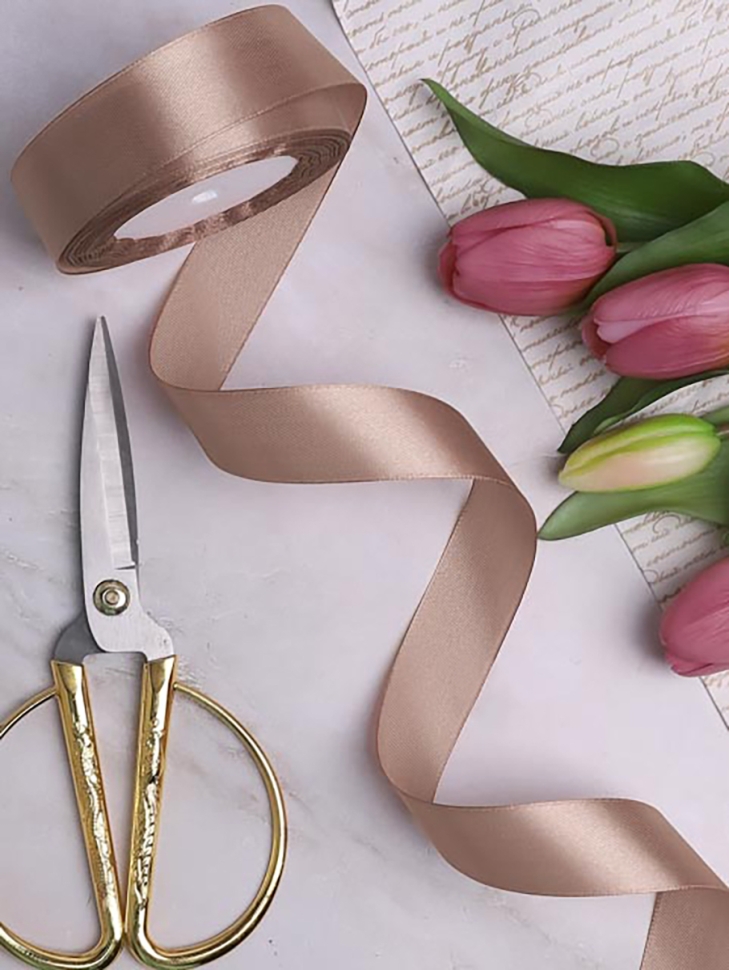 Лента атласная 25мм х 25 ярд  JD миндальный