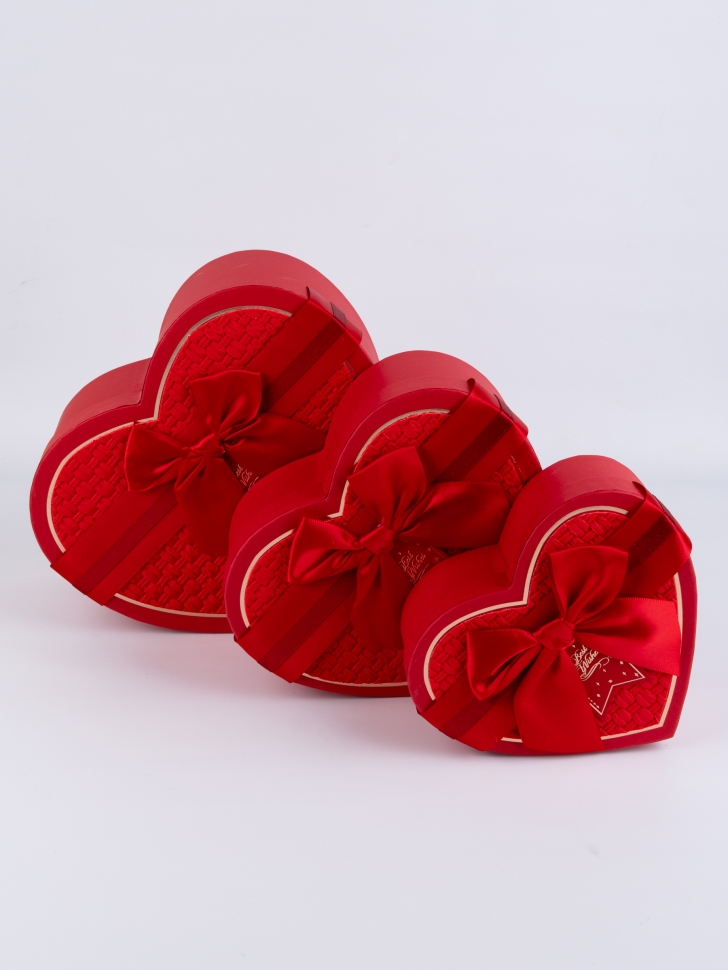 Коробка Сердце набор из 3шт 21х20х9см плетение красный Коробка Сердце набор из 3шт 21х20х9см плетение красный