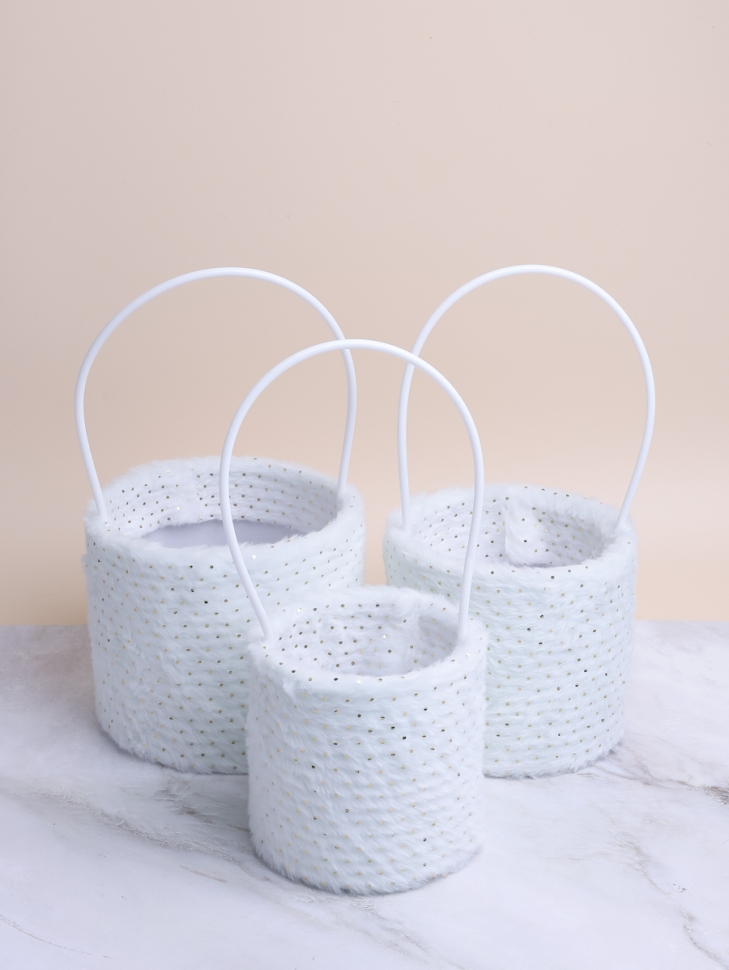 Коробка для цветов Цилиндр набор из 3шт. 16х14см Нежность горошек белый Коробка для цветов Цилиндр набор из 3шт. 16х14см Нежность горошек белый