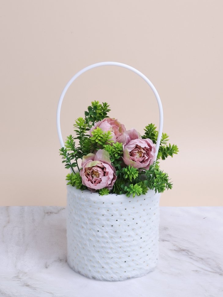 Коробка для цветов Цилиндр набор из 3шт. 16х14см Нежность горошек белый Коробка для цветов Цилиндр набор из 3шт. 16х14см Нежность горошек белый