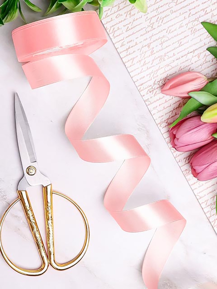 Лента атласная 25мм х 25 ярд JD розовый пастельный Лента атласная 25мм х 25 ярд JD розовый пастельный