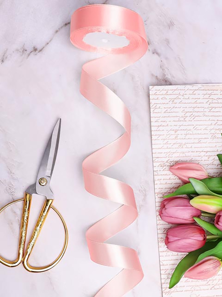 Лента атласная 25мм х 25 ярд JD розовый пастельный Лента атласная 25мм х 25 ярд JD розовый пастельный