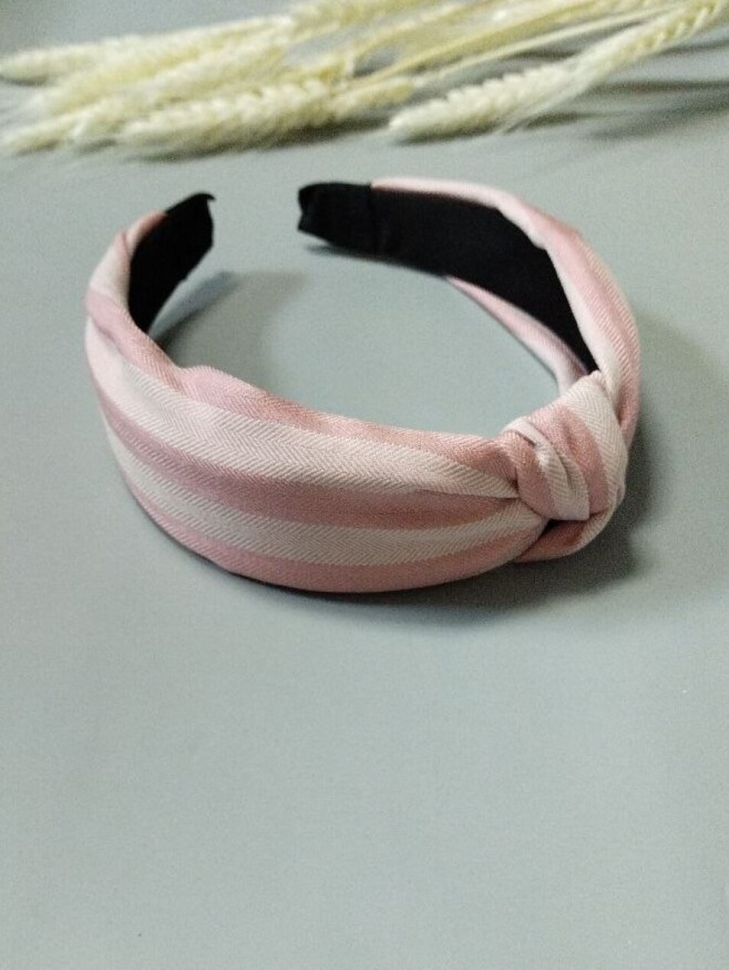 Ободок О-086 16х12,5х3см розовый в полоску Ободок О-086 16х12,5х3см розовый в полоску