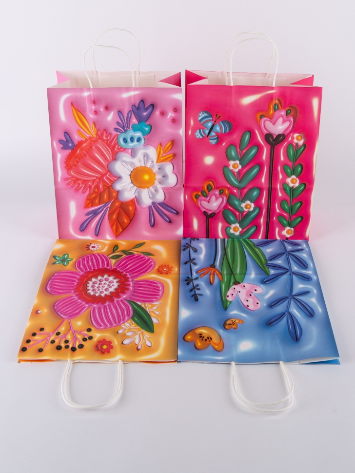 Сумочка крафт Цветы 728-172 25,5х33х12,5см микс Сумочка крафт Цветы 728-172 25,5х33х12,5см микс