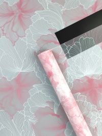 Пленка матовая 65мкм 58см х 10м Флора Люкс розовый