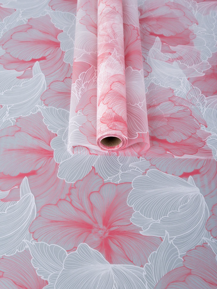 Пленка матовая 65мкм 58см х 10м Флора Люкс розовый Пленка матовая 65мкм 58см х 10м Флора Люкс розовый