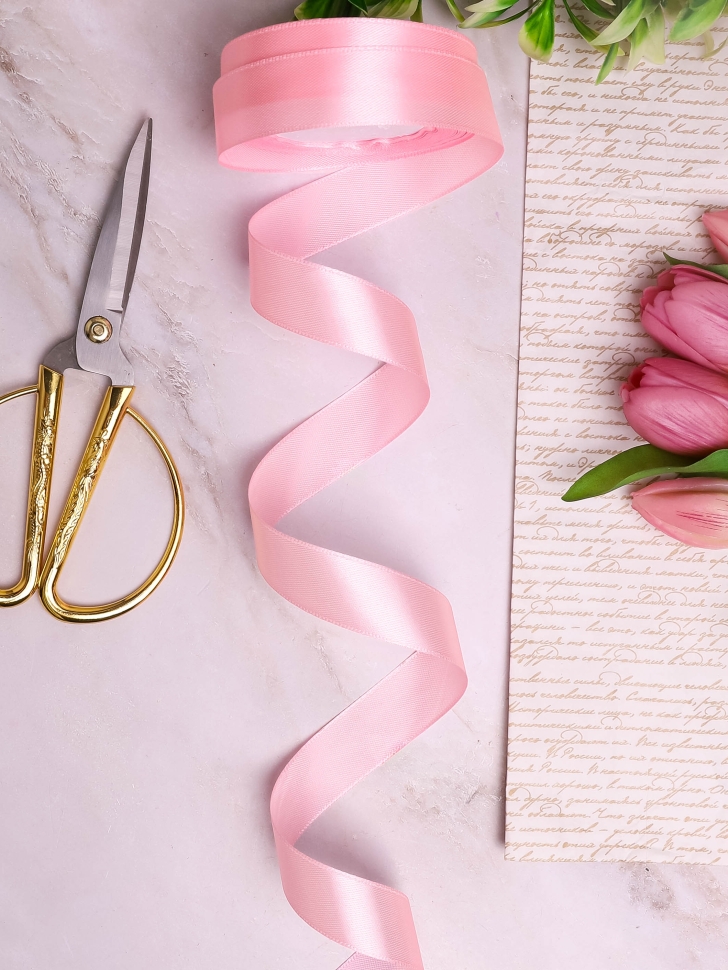 Лента атласная 20мм х 25ярд JD персиковый пастель Лента атласная 20мм х 25ярд JD персиковый пастель