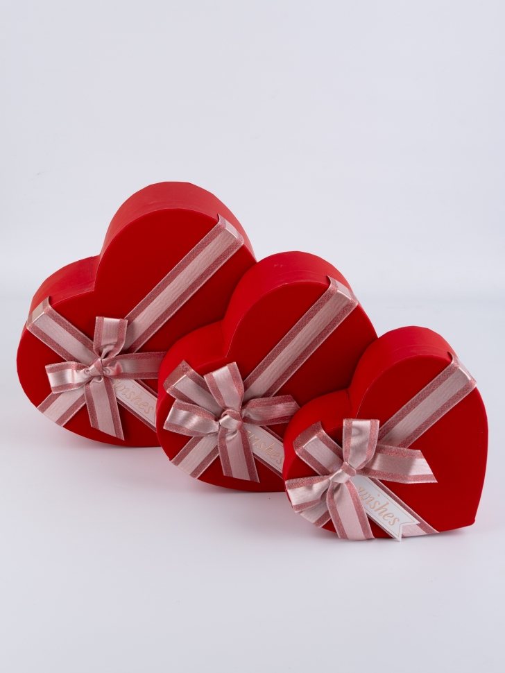 Коробка Сердце набор из 3шт 21х20х9см пожелания красный Коробка Сердце набор из 3шт 21х20х9см пожелания красный