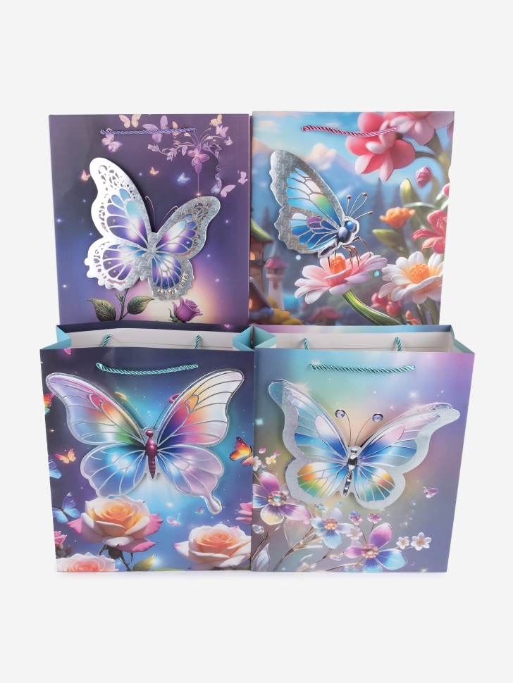 Сумочка Бабочки 666 26х32x10см микс