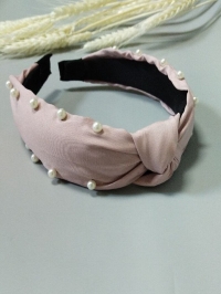 Ободок О-089 15х12,5х4см розовый с жемчугом