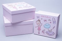 Коробка квадрат набор из 3шт 21x21x10,5см W71301-22/19 балерина