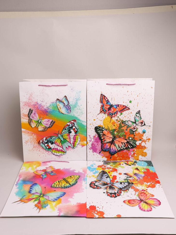 Сумочка подарочная 26х32x10см 530- 83 бабочки микс