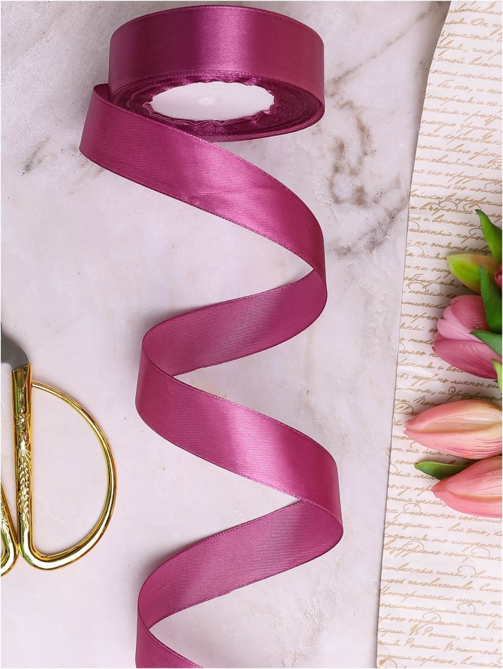 Лента атласная 25мм х 25 ярд  JD брусничный