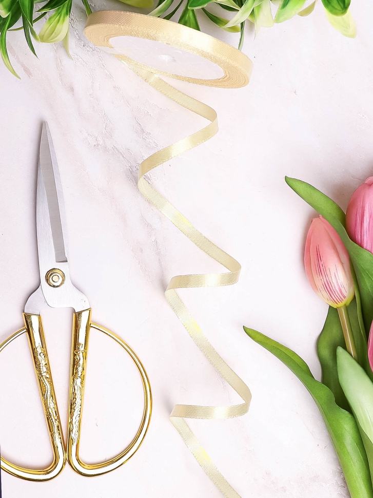 Лента атласная 10мм х 25ярд JD шампань Лента атласная 10мм х 25ярд JD шампань