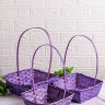 Корзина плетеная бамбук 3шт D25x10/36см фиолетовый
