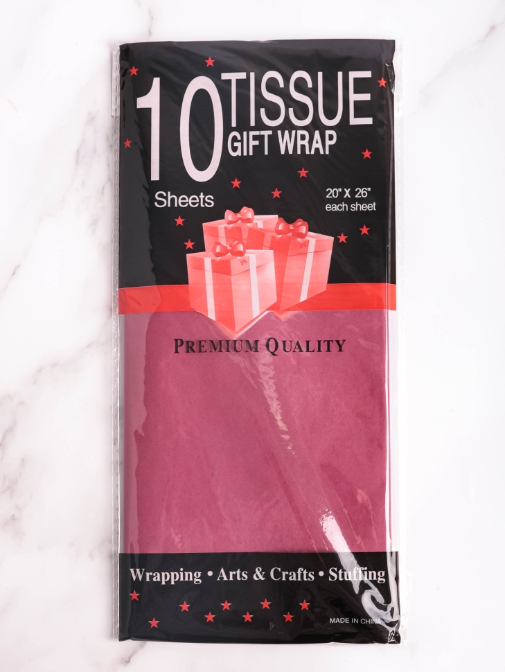 Бумага тишью 50х66см,10 лист. бордовый Бумага тишью 50х66см,10 лист. бордовый