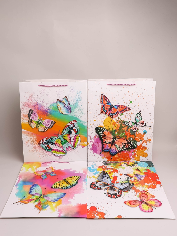 Сумочка подарочная 31х40x12см 530- 84 бабочки микс