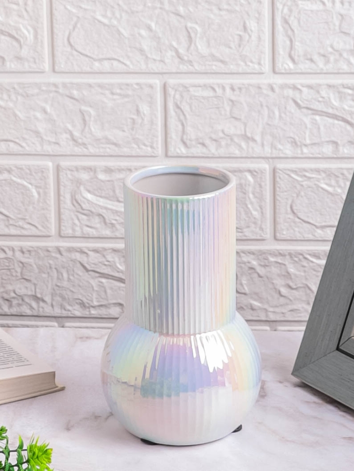 Ваза керамика 20,5х13см ZG 2005-1 Перламутр белый