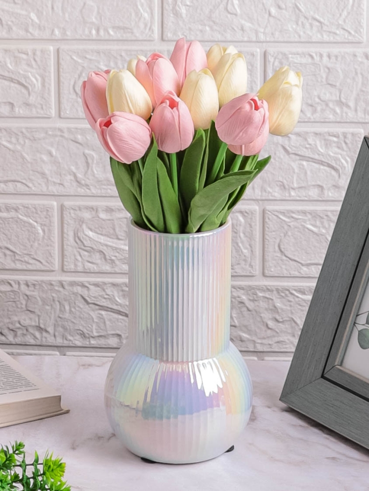 Ваза керамика 20,5х13см ZG 2005-1 Перламутр белый