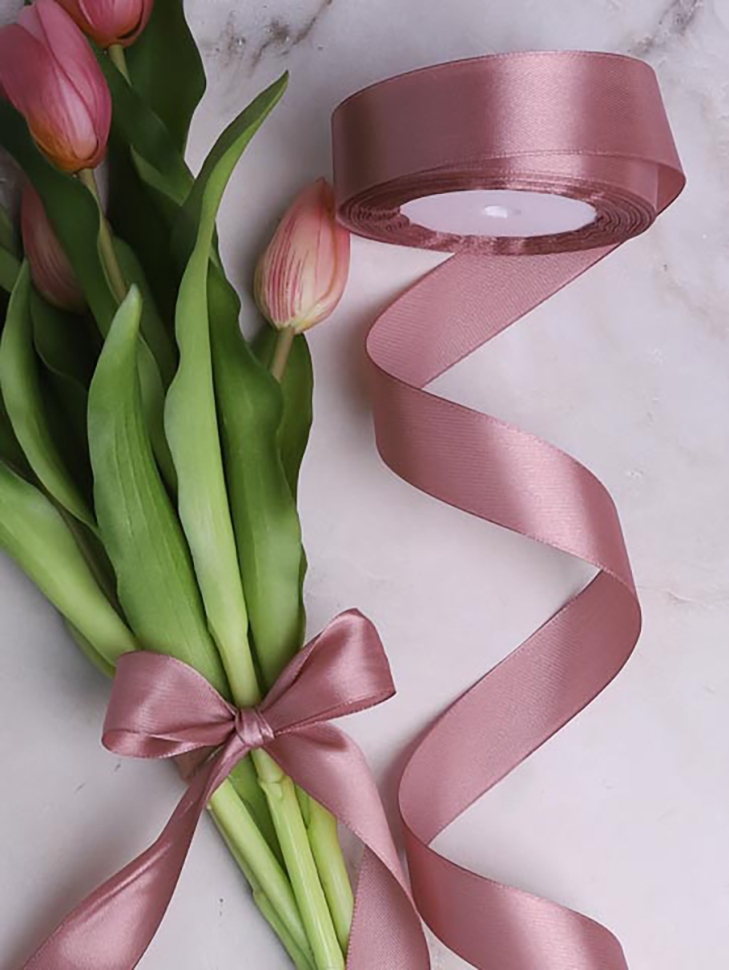 Лента атласная 25мм х 25 ярд JD сиреневый пыльный Лента атласная 25мм х 25 ярд JD сиреневый пыльный