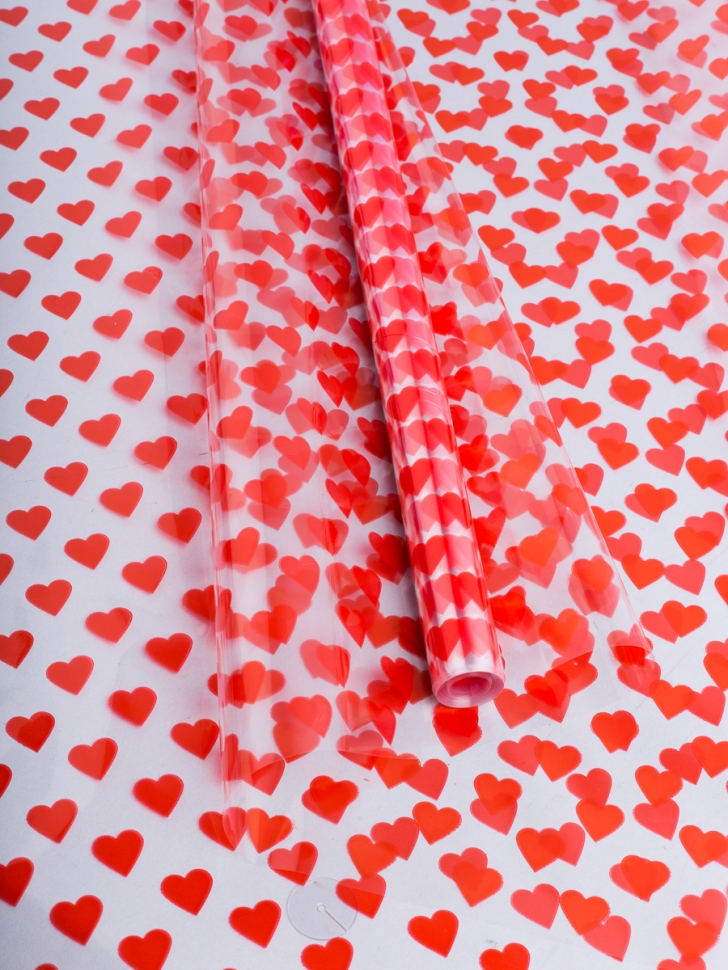 Пленка цветная Сердца15 70см красный Пленка цветная Сердца15 70см красный