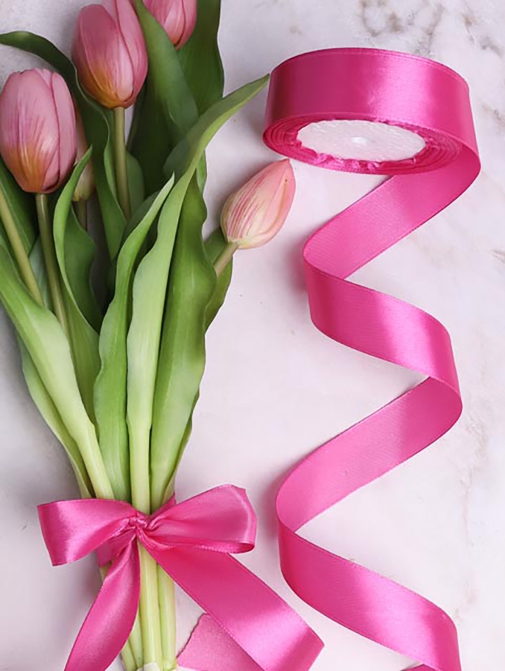 Лента атласная 25мм х 25 ярд  JD фуксия