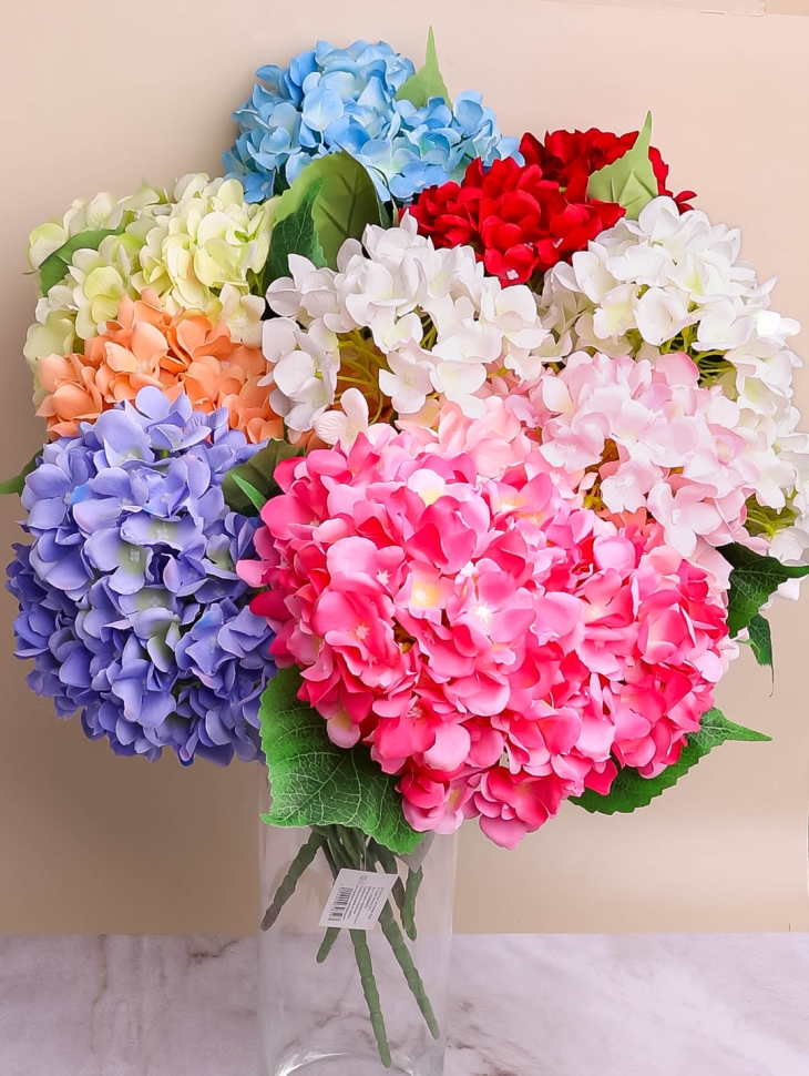 ИЦ Ветка Гортензии 46см 5 голов микс