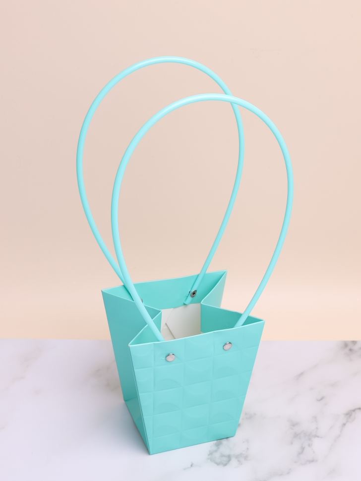 Сумочка для цветов трапеция H12,5х12х8см 3D тиффани