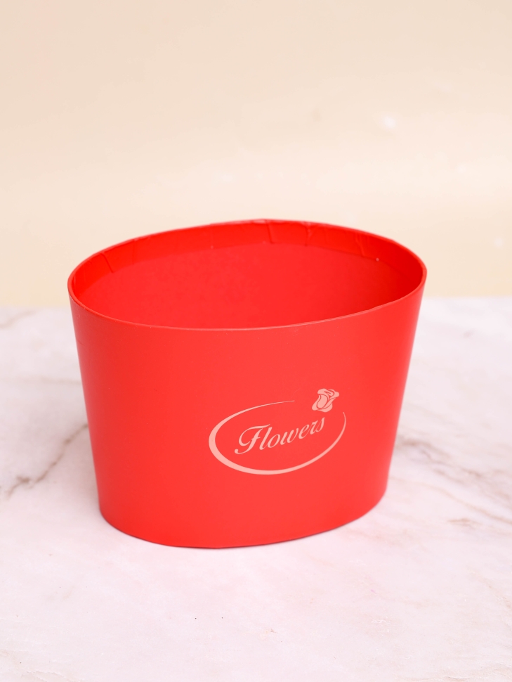 Коробка для цветов овал 14х10,6х10см красный Коробка для цветов овал 14х10,6х10см красный