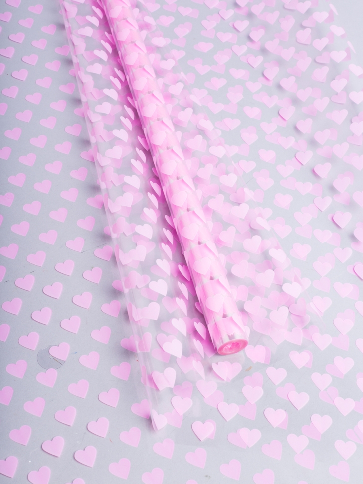 Пленка цветная Сердца15 70см розовый Пленка цветная Сердца15 70см розовый