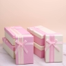 Коробка прямоугольник набор из  3шт 23х16х9см полоса с бантом белый/розовый микс