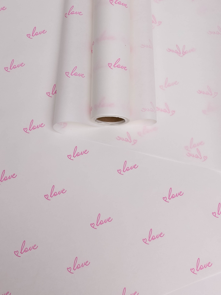 Бумага белая крафт 50г/м2, 70см x 10м Классика Love, розовый Бумага белая крафт 50г/м2, 70см x 10м Классика Love, розовый