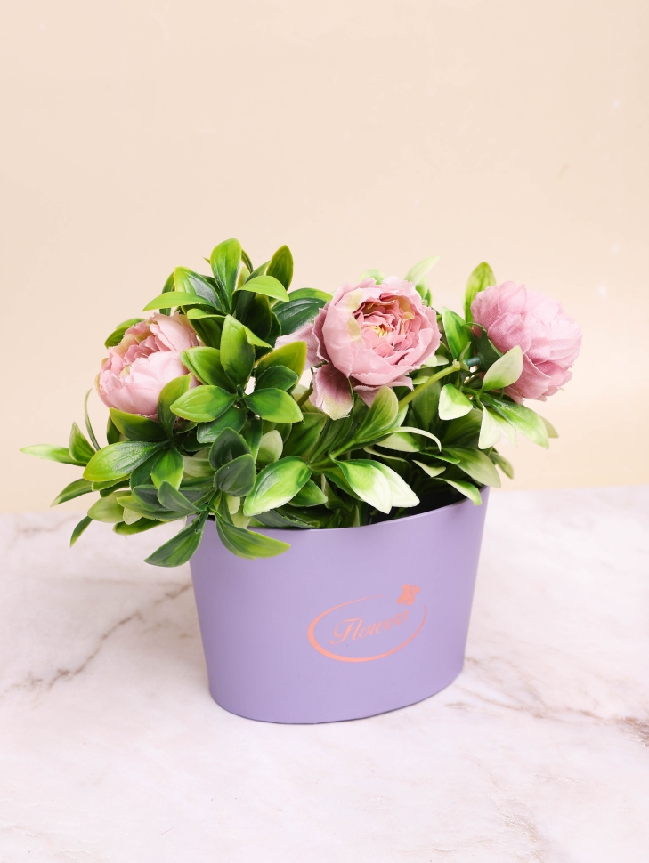 Коробка для цветов овал 14х10,6х10см фиолетовый Коробка для цветов овал 14х10,6х10см фиолетовый