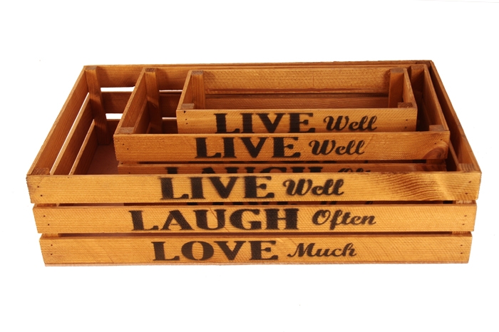 Ящик деревянный интерьерный набор 3шт 50х30х12см  "Live" орех