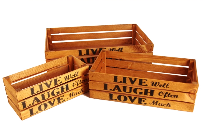 Ящик деревянный интерьерный набор 3шт 50х30х12см  "Live" орех