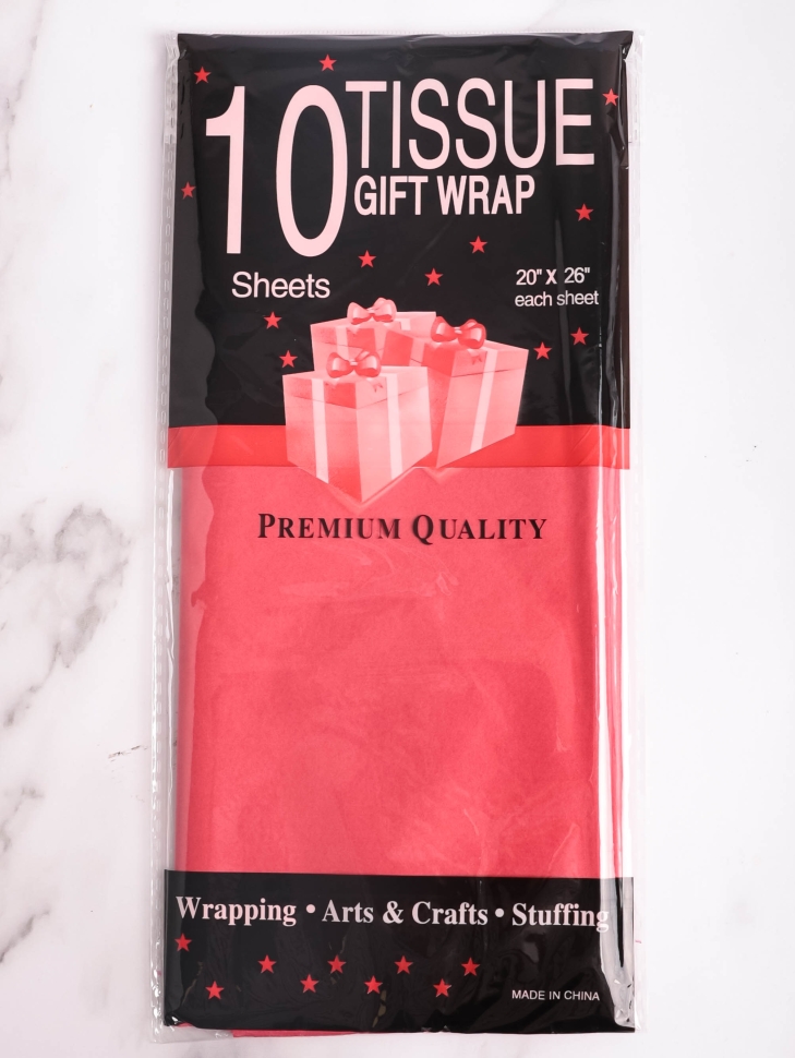 Бумага тишью  50х66см,10 лист. красный