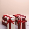 Коробка прямоугольник набор из 3шт 23х16х9см полоса с бантом белый/винный микс Коробка прямоугольник набор из 3шт 23х16х9см полоса с бантом белый/винный микс