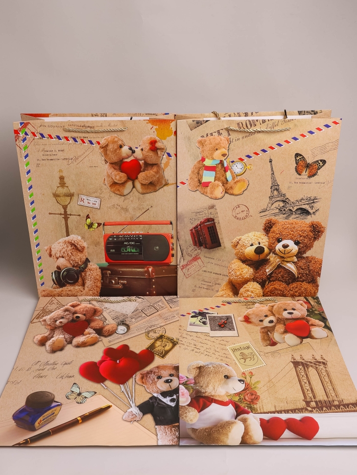 Сумочка подарочная 31х40x12см 530- 99 мишки микс Сумочка подарочная 31х40x12см 530- 99 мишки микс