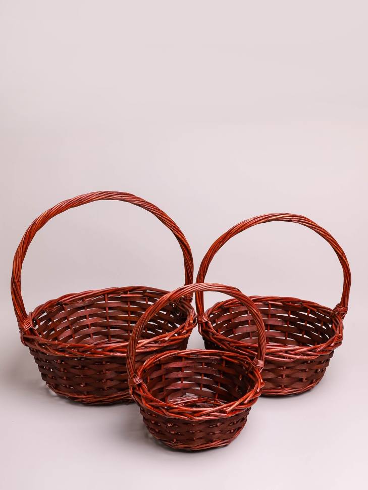 Корзина плетеная (ива) 3шт 34х34х36см M-28-25 коричневый