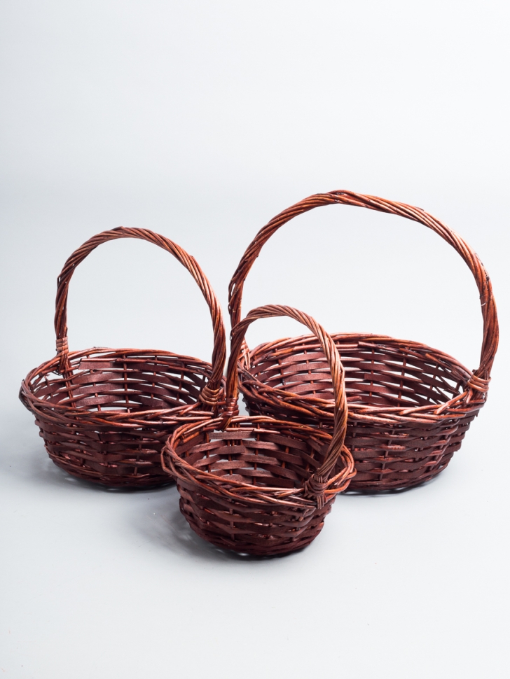 Корзина плетеная (ива) 3шт 34х34х36см M-28-25 коричневый