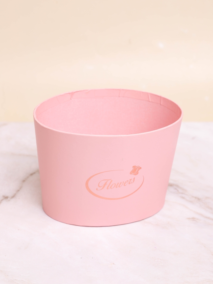 Коробка для цветов овал 14х10,6х10см розовый Коробка для цветов овал 14х10,6х10см розовый