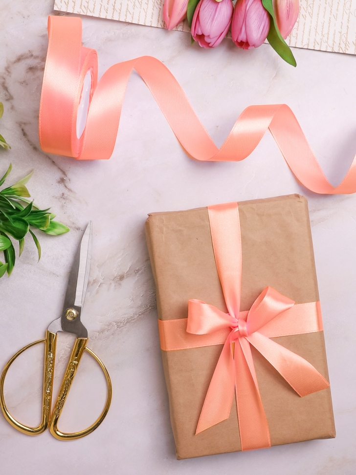 Лента атласная 25мм х 25 ярд  JD лососевый