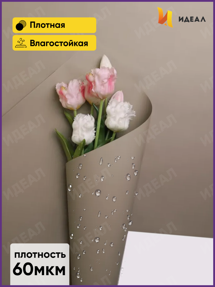 Пленка матовая 58см х 58см 60мкм 10 листов, капучино Пленка матовая 58см х 58см 60мкм 10 листов, капучино