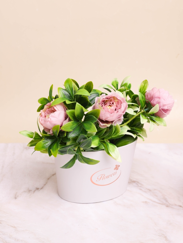 Коробка для цветов овал 14х10,6х10см белый Коробка для цветов овал 14х10,6х10см белый