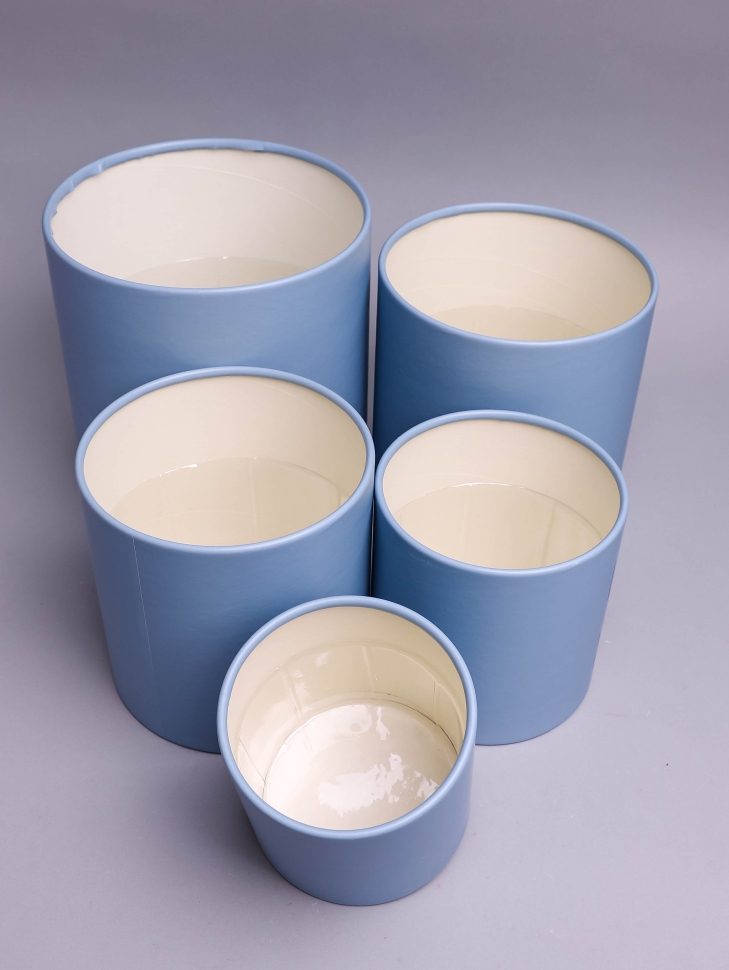 Коробка цилиндр набор из 5шт К d21хh21 - d12хh12см б/крышки бирюзовый