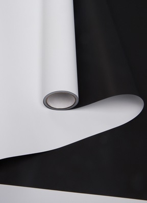 Пленка матовая Пастель 50см х 10м РЦ на втулке,  двухцветная жемчужно-белая/черная